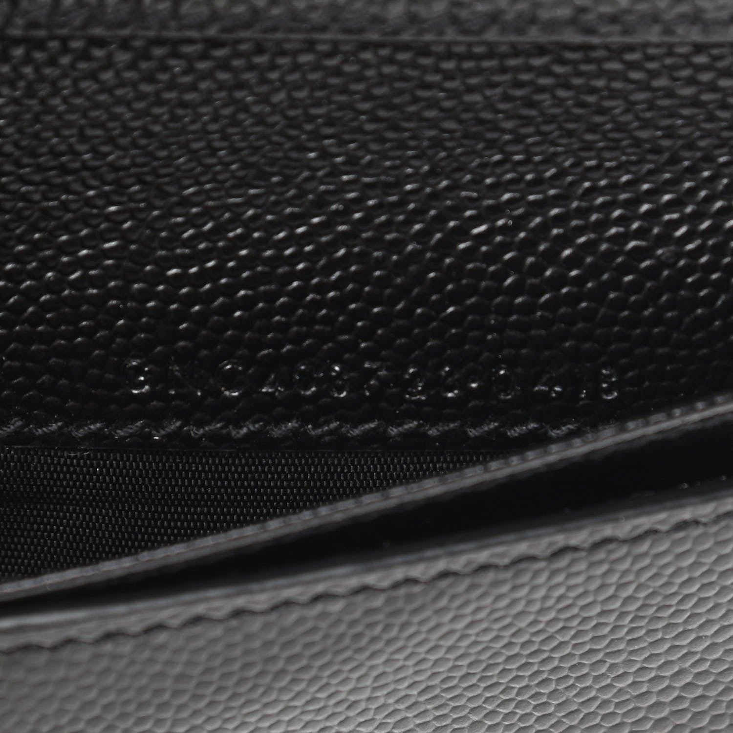 Saint Laurent Grain De Poudre Matelasse Chevron Monogram Compact Zip Around Wallet Black 8 of 9