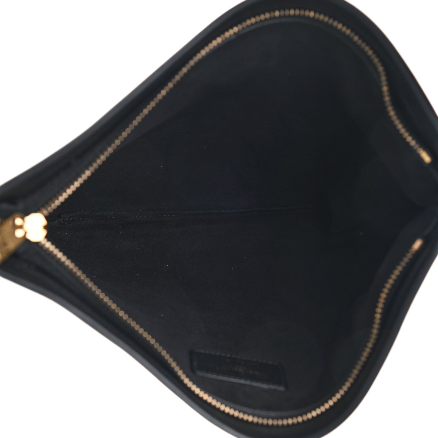 Calfskin Embossed Logo Zip Clutch Black