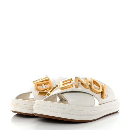 Fendi Vitello Womens Fendigraphy Slide Sandals 36 White Ice 3 of 11