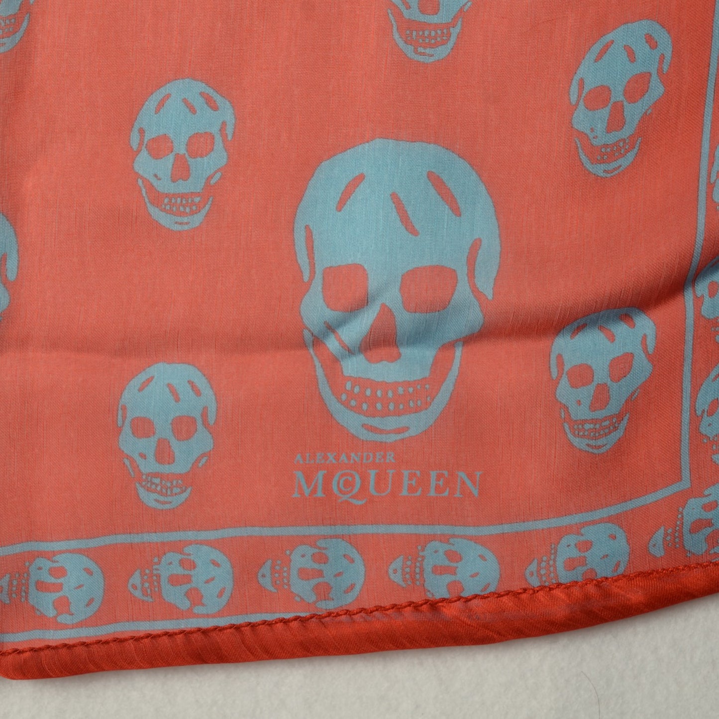 Silk Chiffon Skull Scarf Red