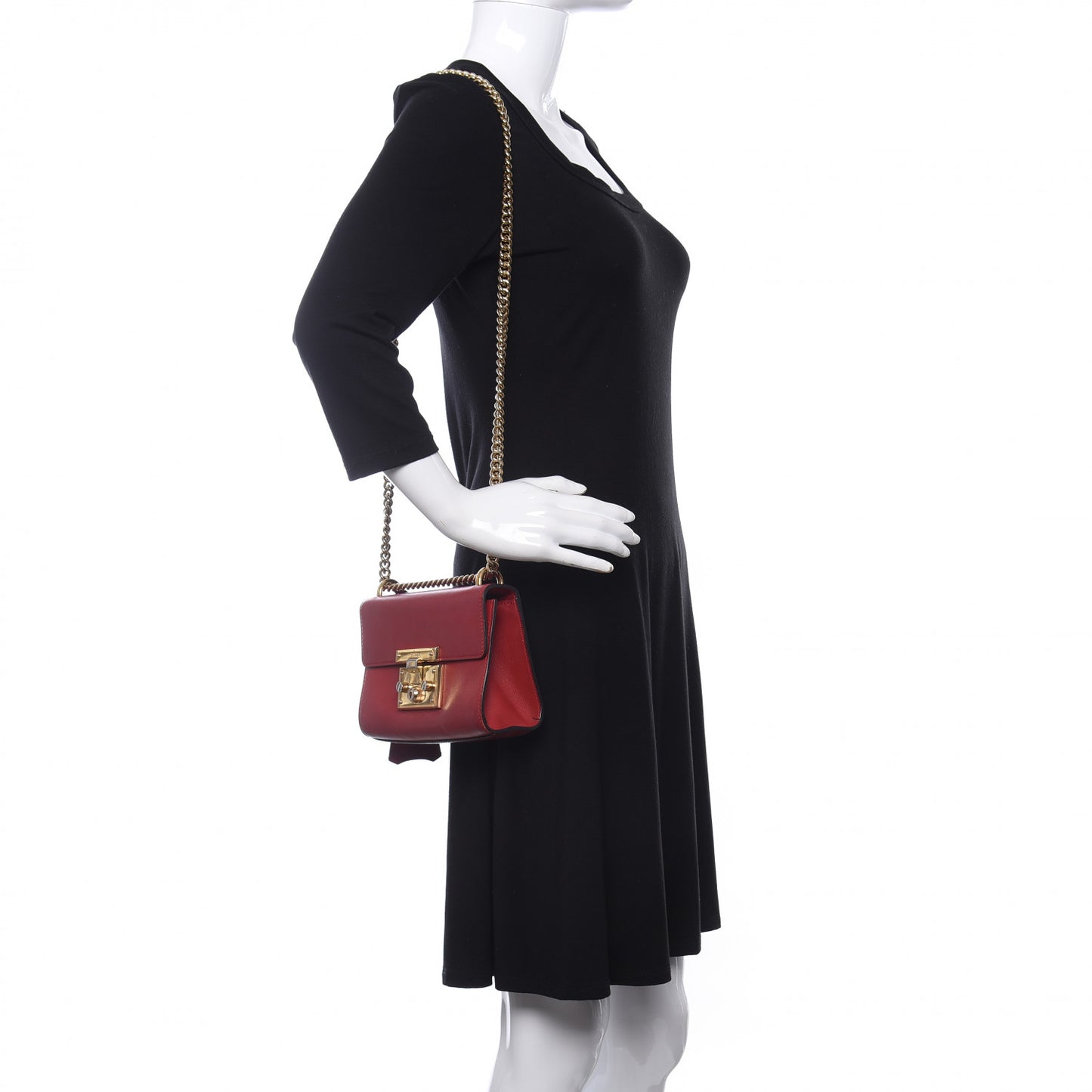 Calfskin Small Padlock Shoulder Bag Hibiscus Red
