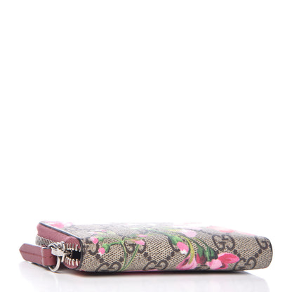 Gucci GG Supreme Monogram Blooms Zip Around Card Case Wallet Beige Multicolor Dry Rose 4 of 7