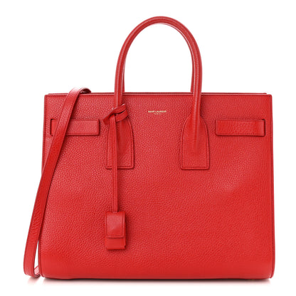 Saint Laurent Grained Calfskin Small Sac De Jour Lipstick Red 1 of 12