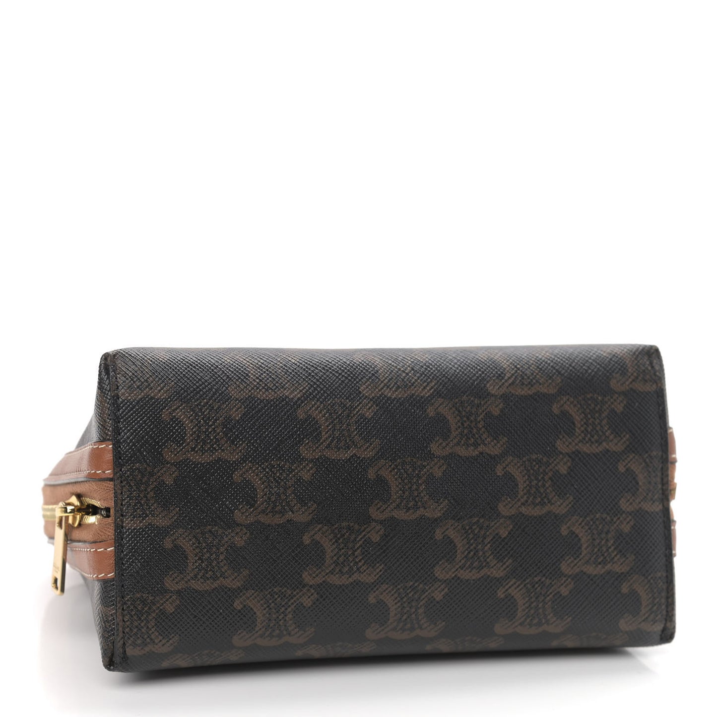 Lambskin Triomphe Canvas Embroidered Logo Clutch With Chain Tan