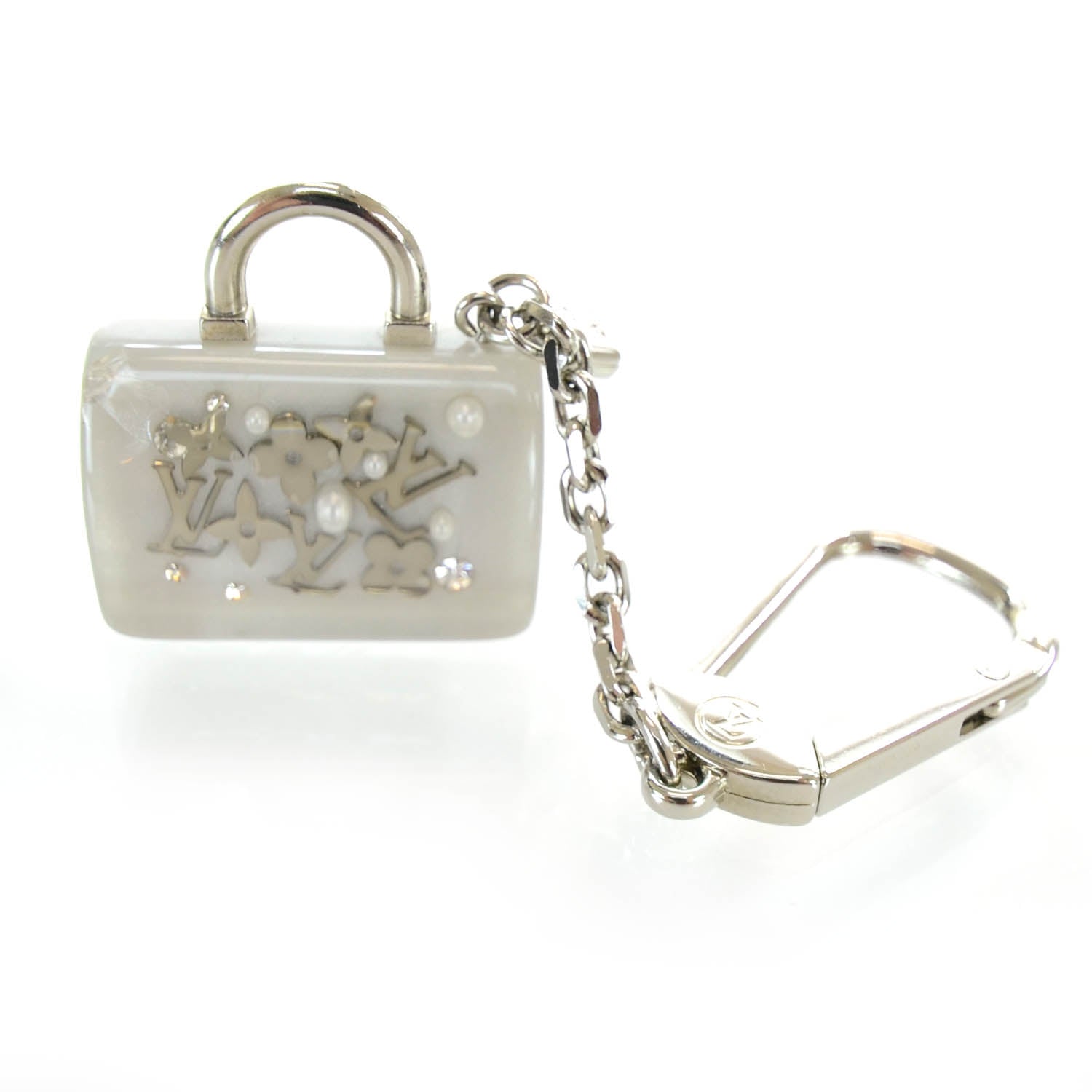 Louis Vuitton Resin Inclusion Speedy Bag Charm Key Chain Beige 1 of 5