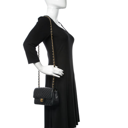 Chanel Lambskin Chevron Quilted Mini Rectangular Flap Black 2 of 11