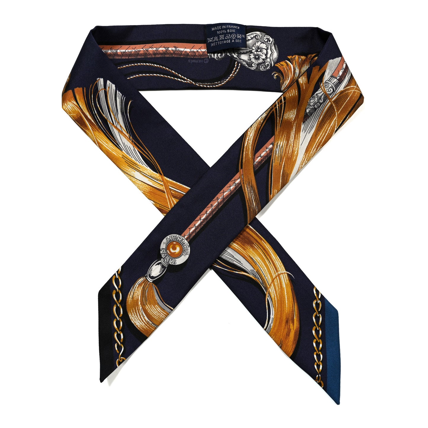 Silk Cavalcades Twilly Marine Gold Gris