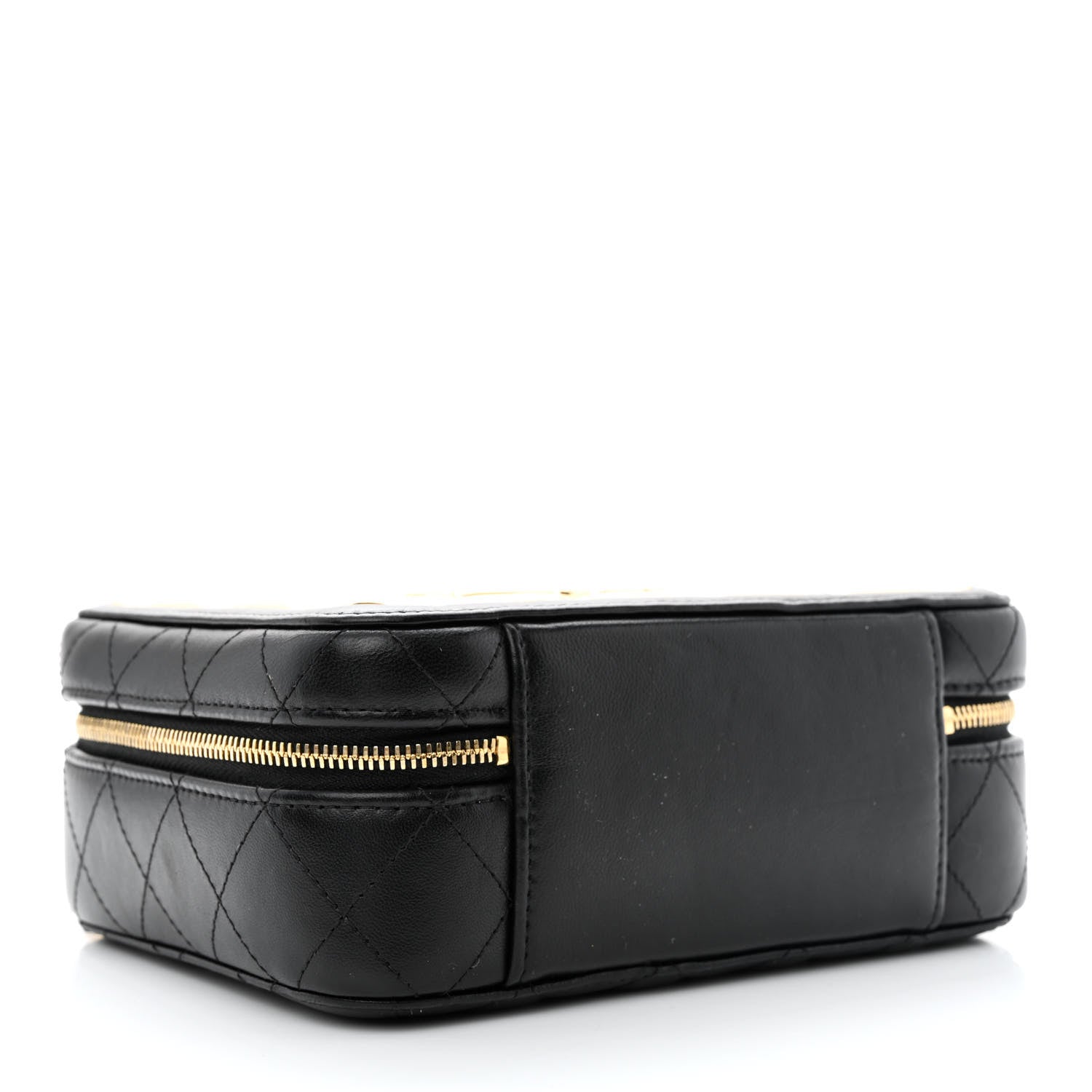 Chanel Lambskin Metal Quilted Golden Plate Vanity Case Black Golden Plate Vanity Case Black Gold 4 of 12