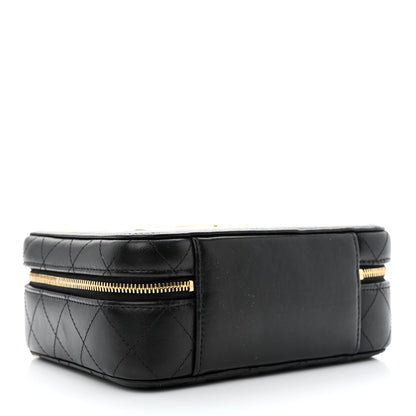Chanel Lambskin Metal Quilted Golden Plate Vanity Case Black Golden Plate Vanity Case Black Gold 4 of 12