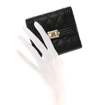 Chanel Caviar Quilted Compact Boy Wallet Black 2 of 9