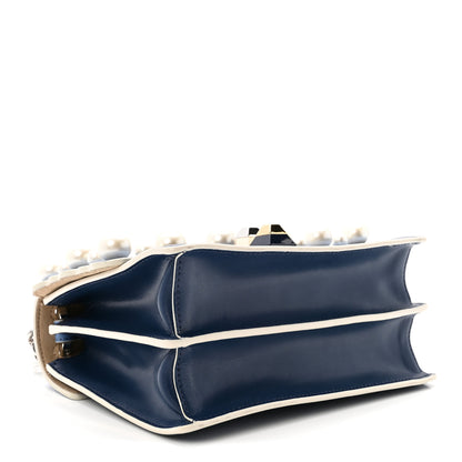 Fendi Vitello Liberty Pearl Scalloped Small Kan I Shoulder Bag Nebula Blu Scuro 4 of 10
