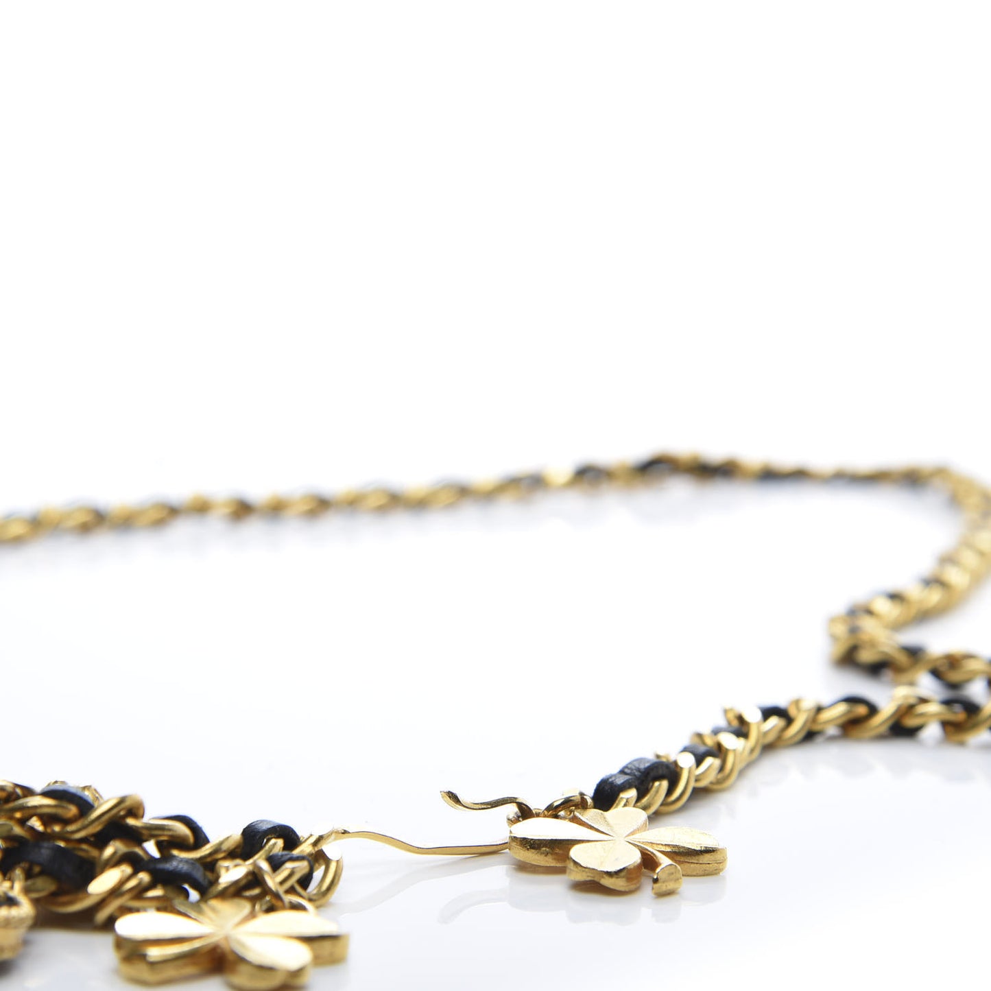 Lambskin Gold Chain Iconic Charm Belt Black Gold