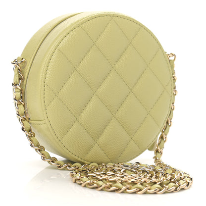 Chanel Caviar Quilted French New Wave Round Clutch With Chain Light Green 3 of 9