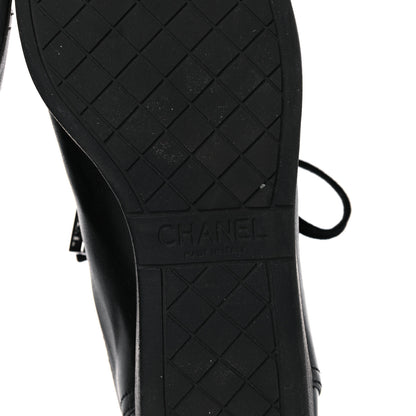 Chanel Lambskin Patent Cap Toe CC Sneakers 37.5 Black 6 of 15