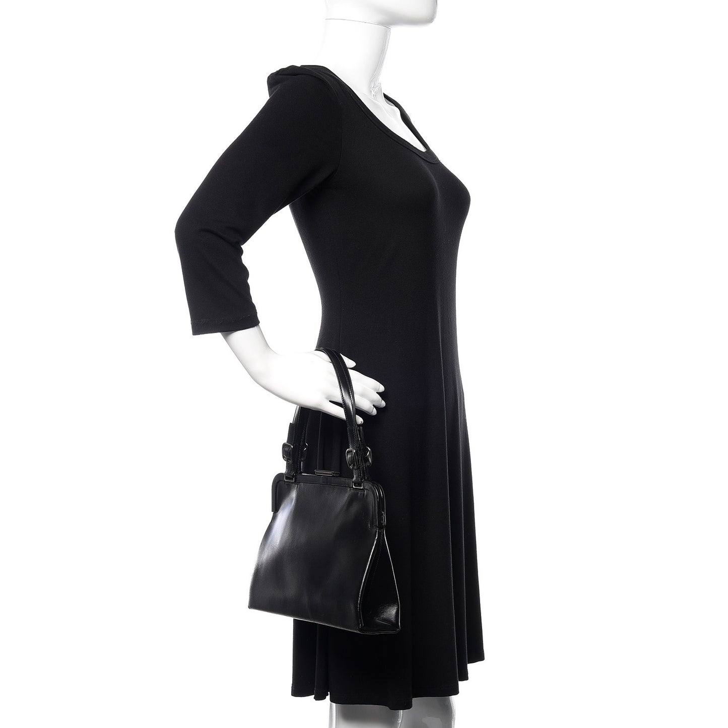 Calfskin Top Lock Bag Nero Black
