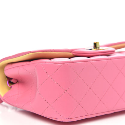 Chanel Lambskin Quilted Mini Rectangular Flap Pink Yellow 9 of 11