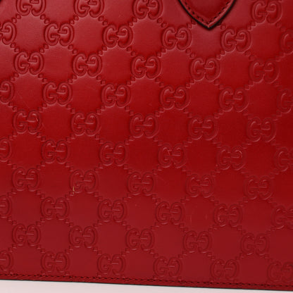 Gucci Guccissima Signature Padlock Double Handle Bag Hibiscus Red 17 of 20
