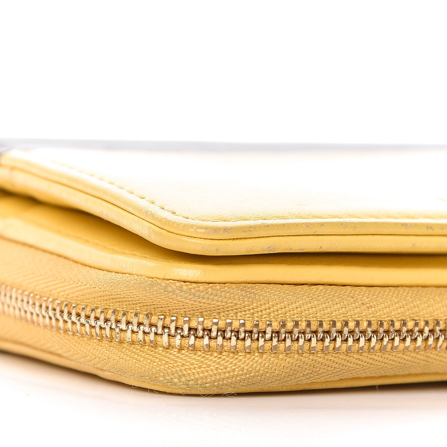 Lambskin Compact Wallet Sun Yellow Black
