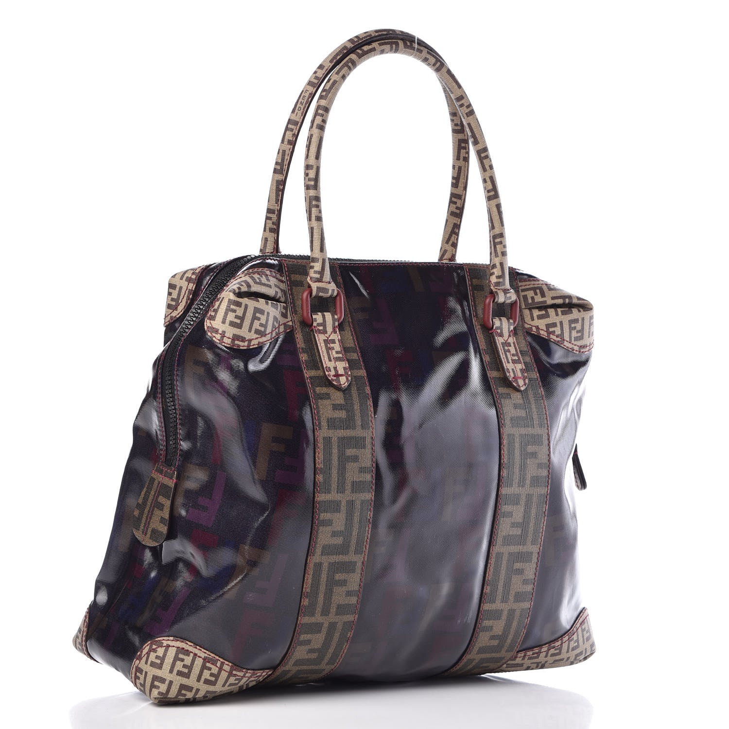 Fendi Zucca Zucchino Spalmati Large Mixed Media B Mix Tote Multicolor Tobacco 3 of 11