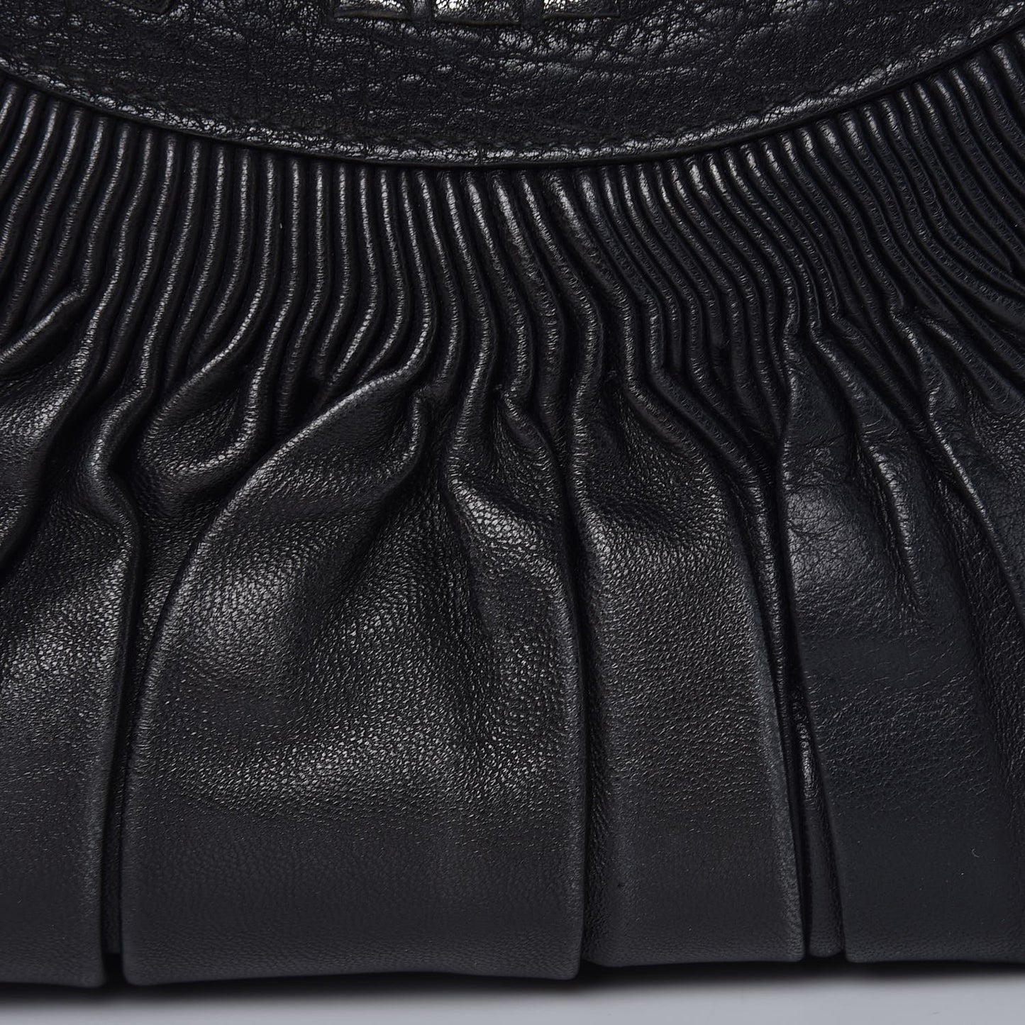 Lambskin Plisse Pleated Basket Tote Bag Black