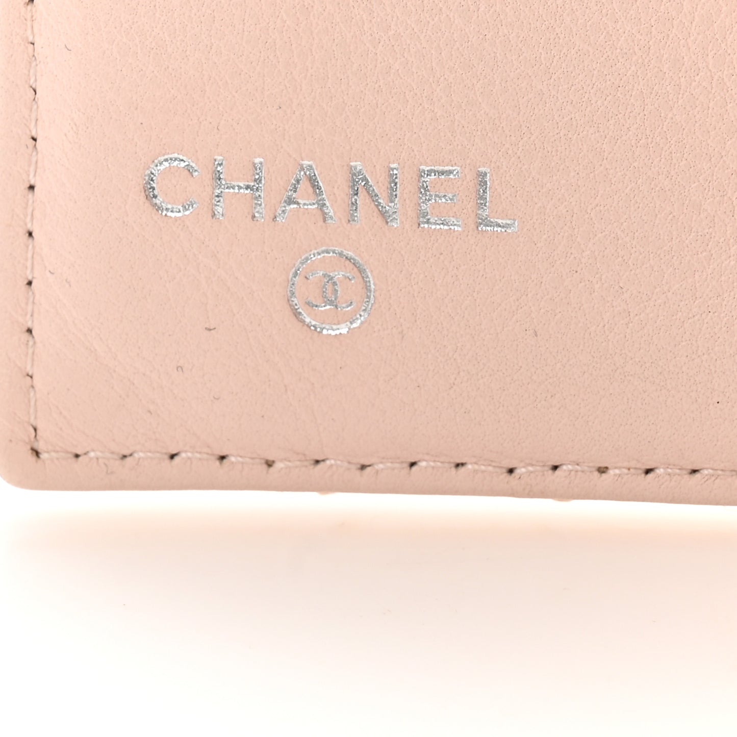 Striated Patent Quilted Compact French Flap Wallet Beige Light Pink