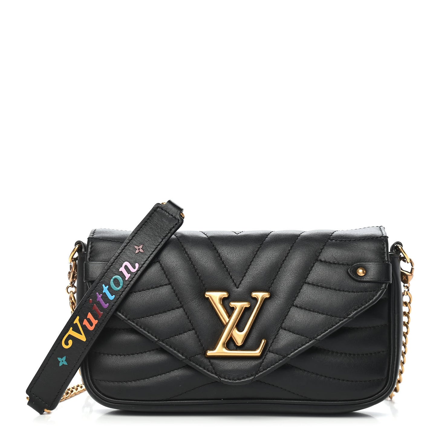 Calfskin New Wave Chain Pochette Black