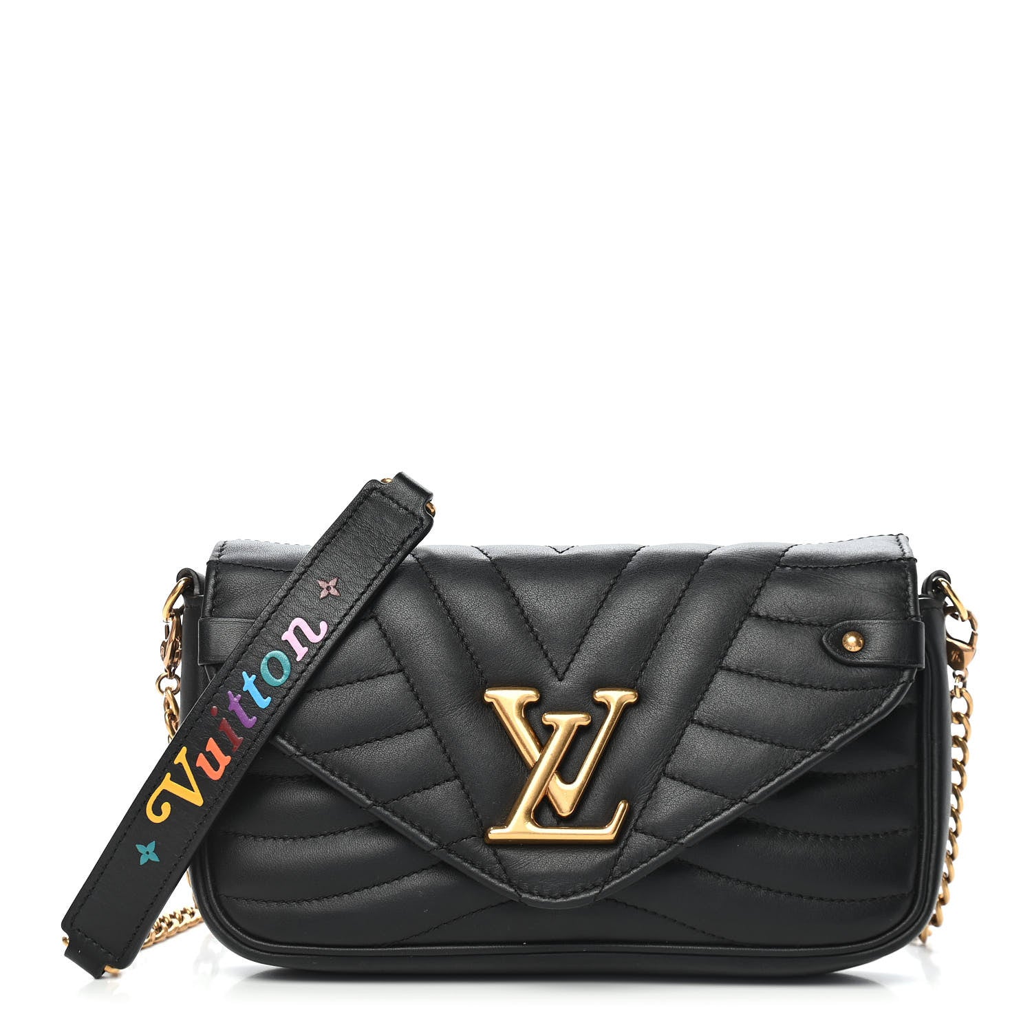 Louis Vuitton Calfskin New Wave Chain Pochette Black 1 of 8