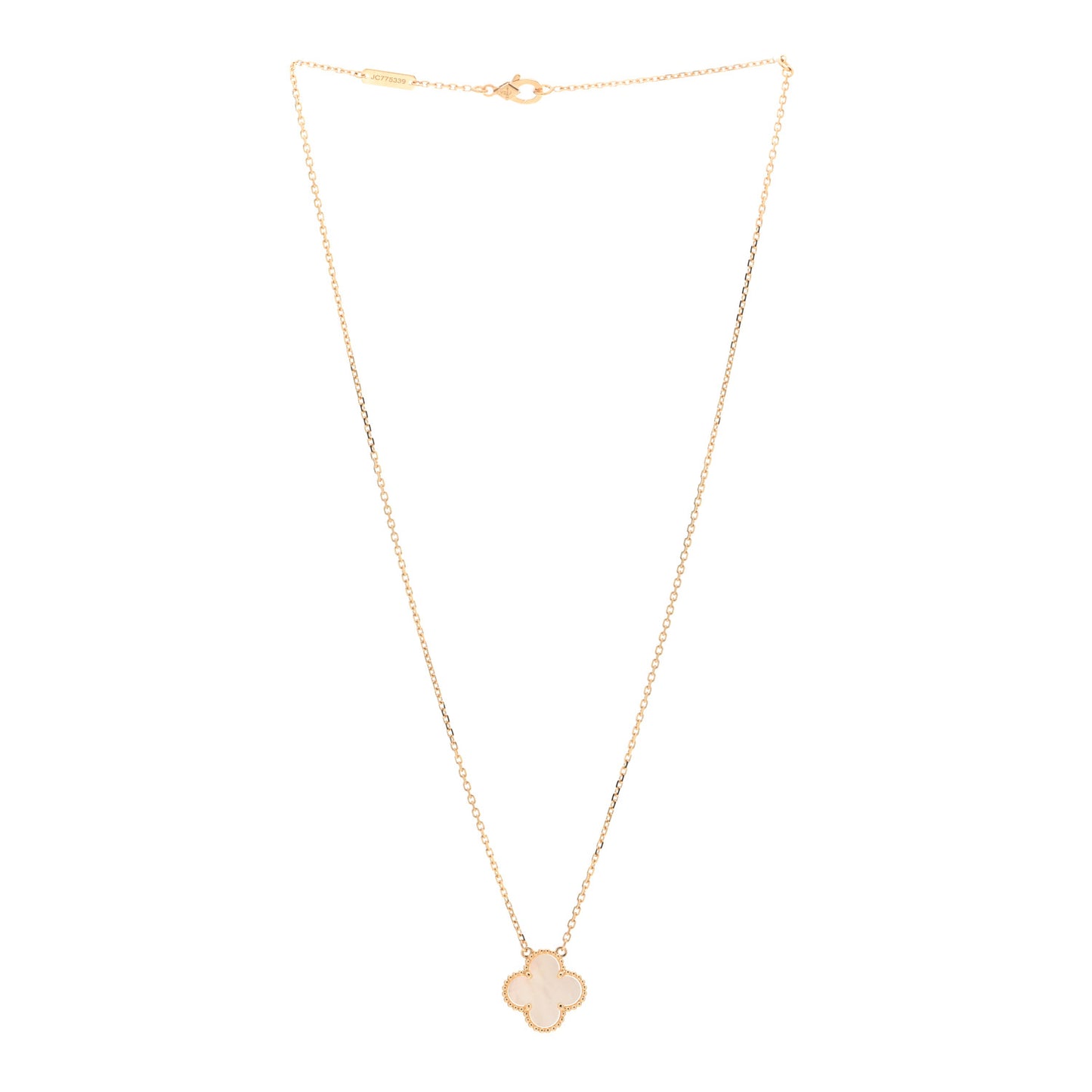 18K Yellow Gold Mother of Pearl Vintage Alhambra Pendant Necklace