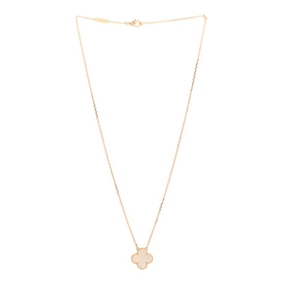 Van Cleef & Arpels 18K Yellow Gold Mother of Pearl Vintage Alhambra Pendant Necklace 3 of 5