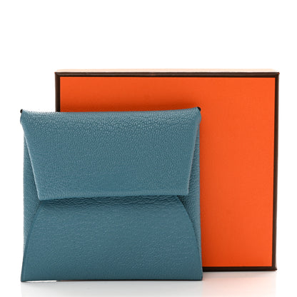 Hermes Chevre Mysore Bastia Verso Coin Purse New Bleu Jean Havane 7 of 7