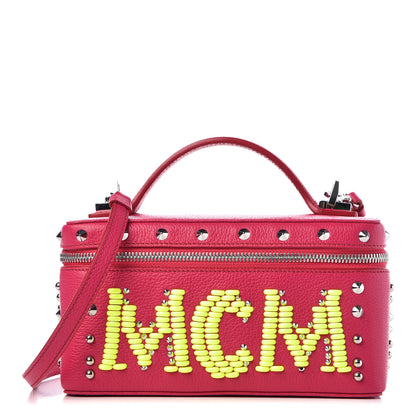 MCM Calfskin Neon Studded Rockstar Vanity Case Love Potion 1 of 8