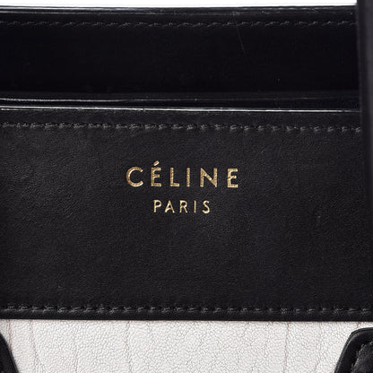 Celine Shrunken Lambskin Micro Bi-Color Luggage Black White 6 of 24
