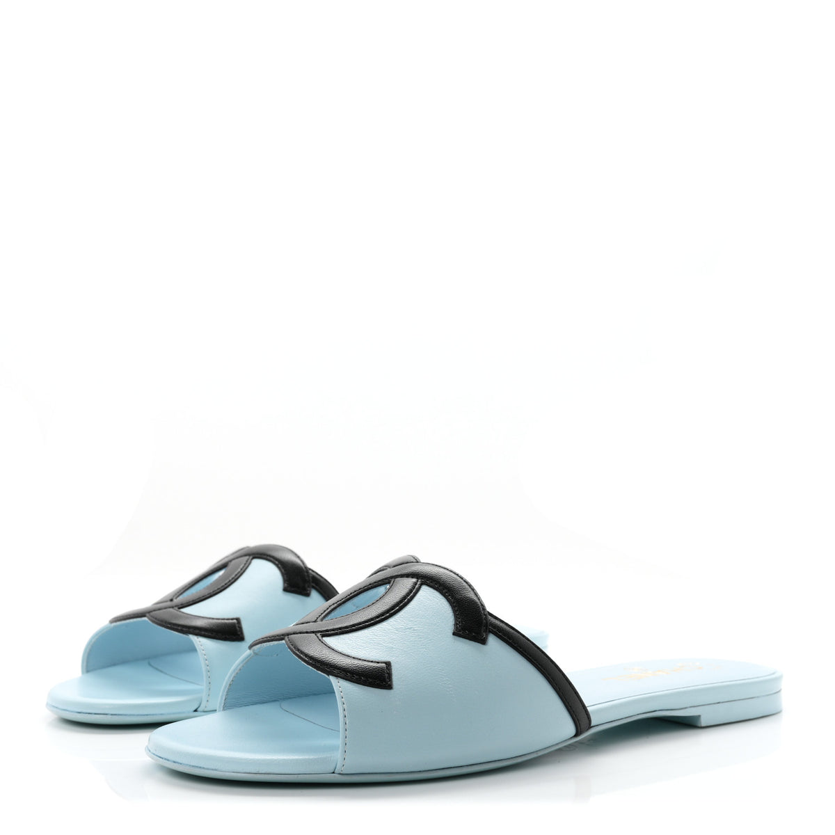 Chanel Lambskin CC Cutout Mules 41 Blue Black 4 of 10