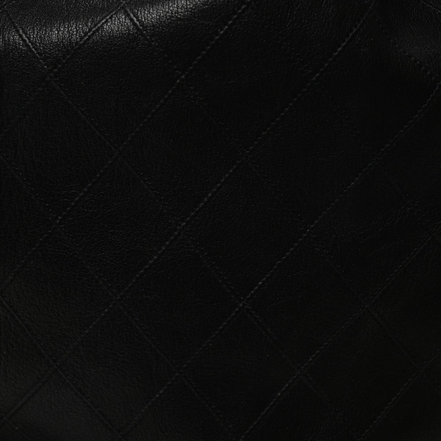 Lambskin Quilted Drawstring Bucket Bag Black