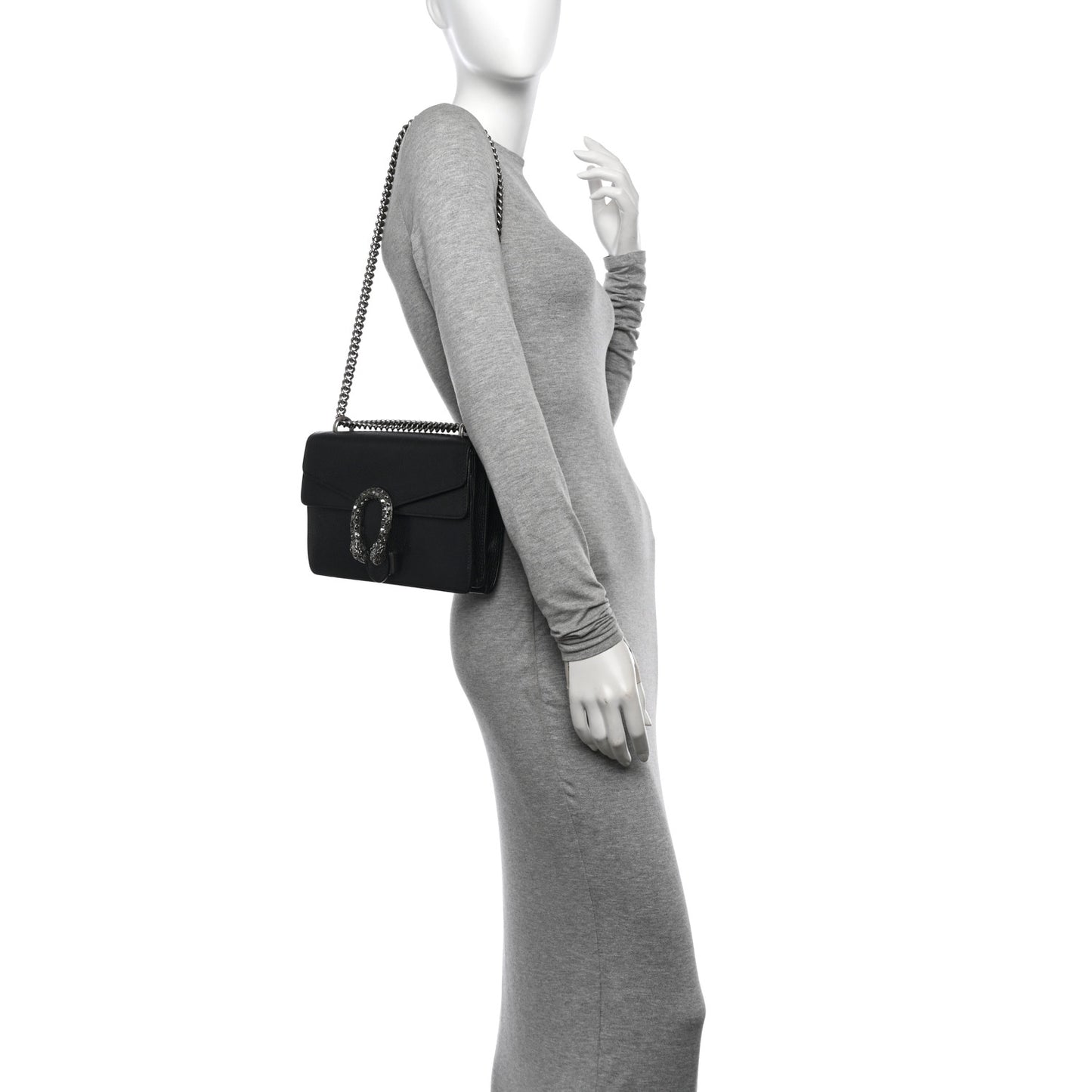 Pebbled Calfskin Small Dionysus Shoulder Bag Black