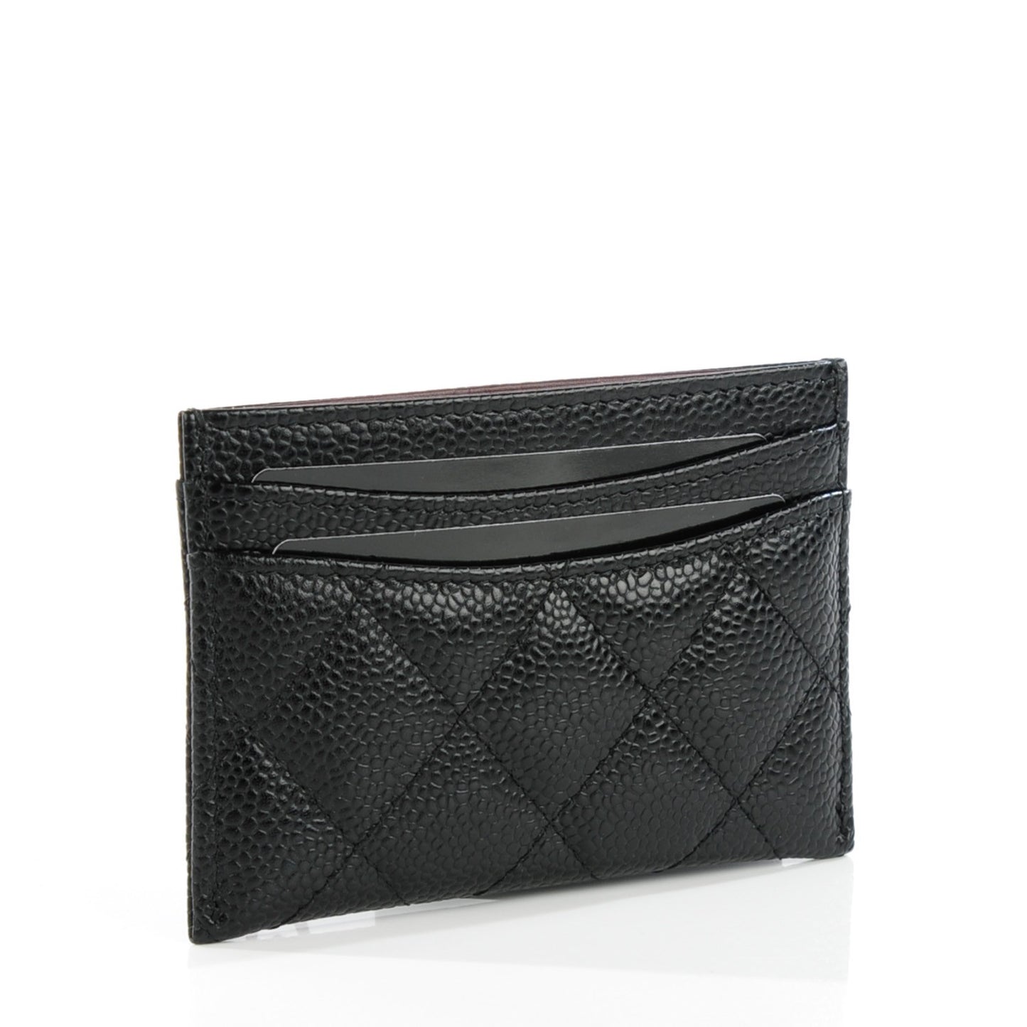 Caviar Quilted Card Holder Black