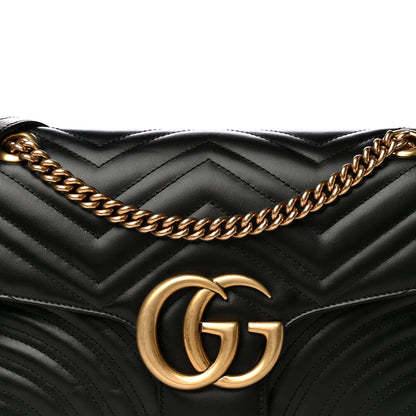 Gucci Calfskin Matelasse Medium GG Marmont Shoulder Bag Black 9 of 15