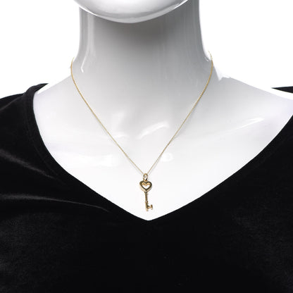 Tiffany 18K Yellow Gold Mini Heart Key Pendant Necklace 2 of 6