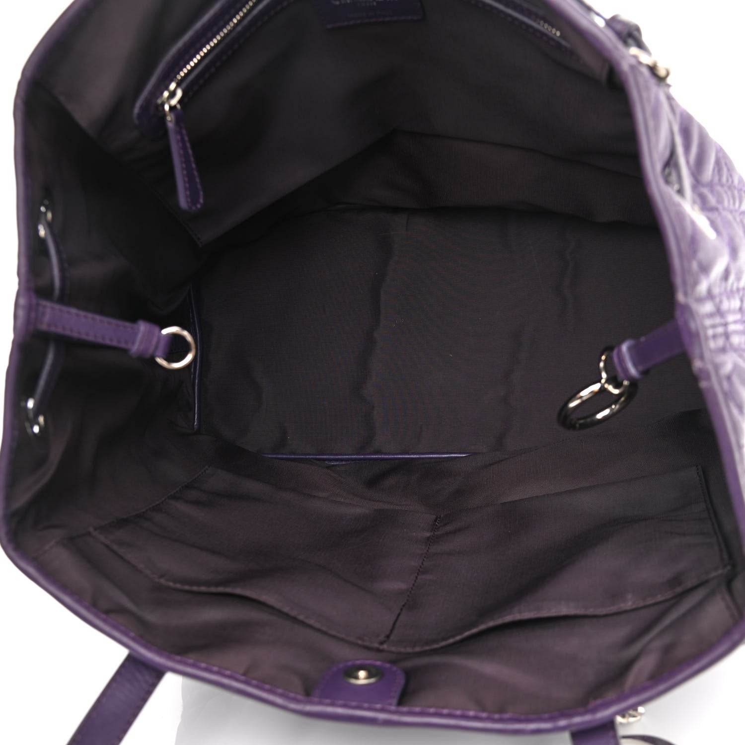 Christian Dior Coated Canvas Cannage Medium Panarea Tote Purple 5 of 11