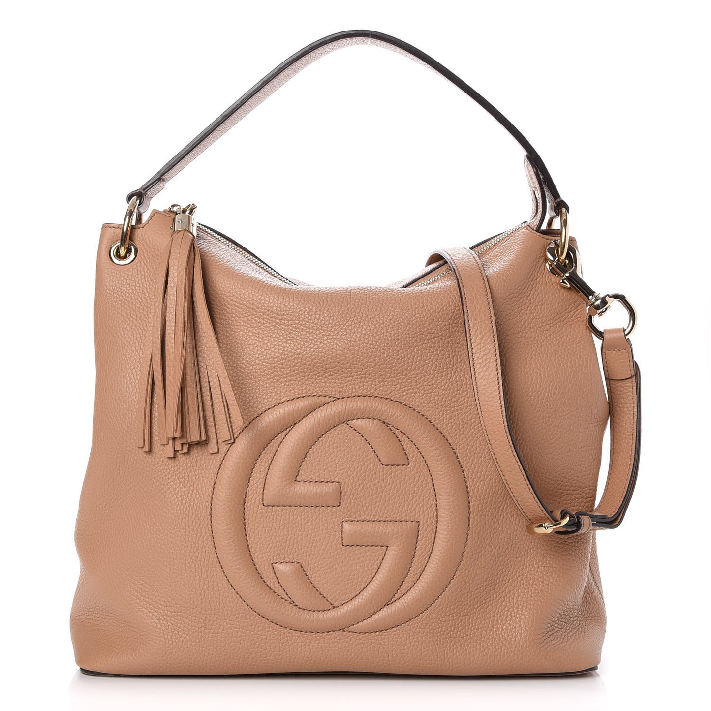 Pebbled Calfskin Large Soho Hobo Camelia