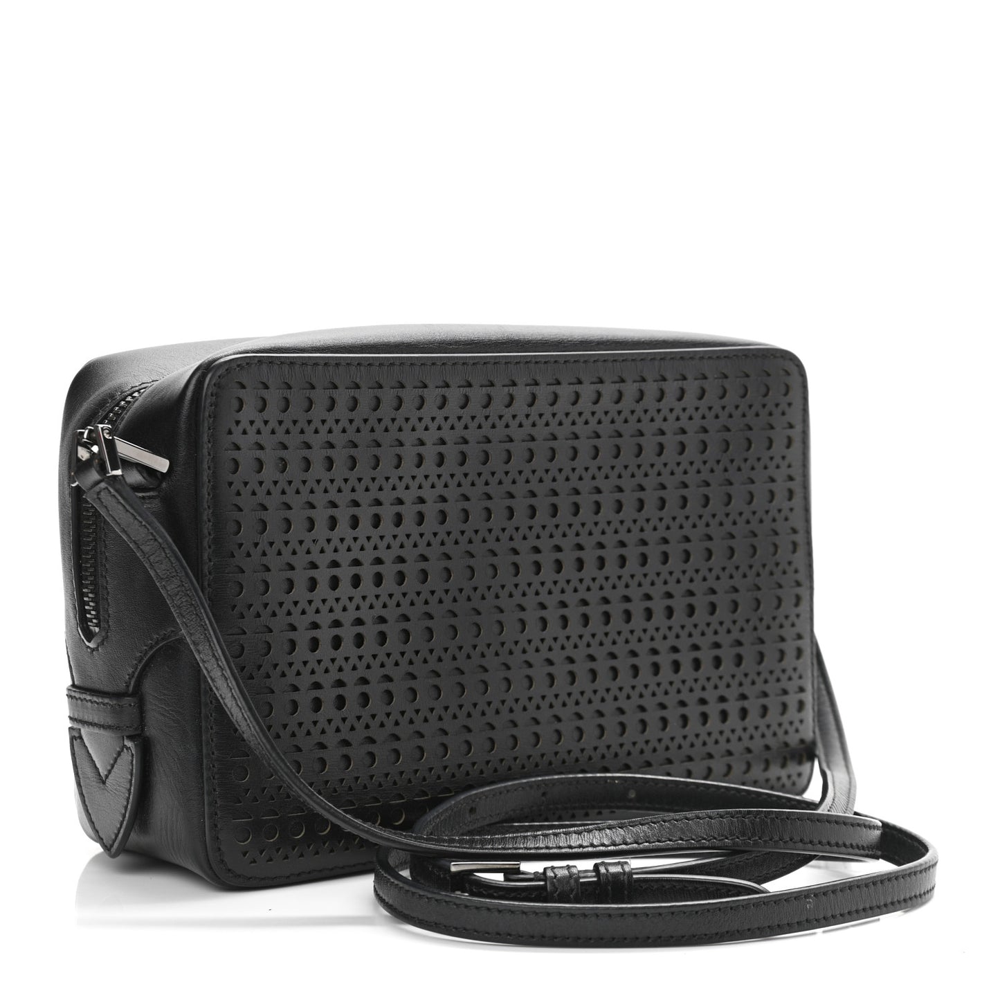 Calfskin Laser Cut Camera Bag Black