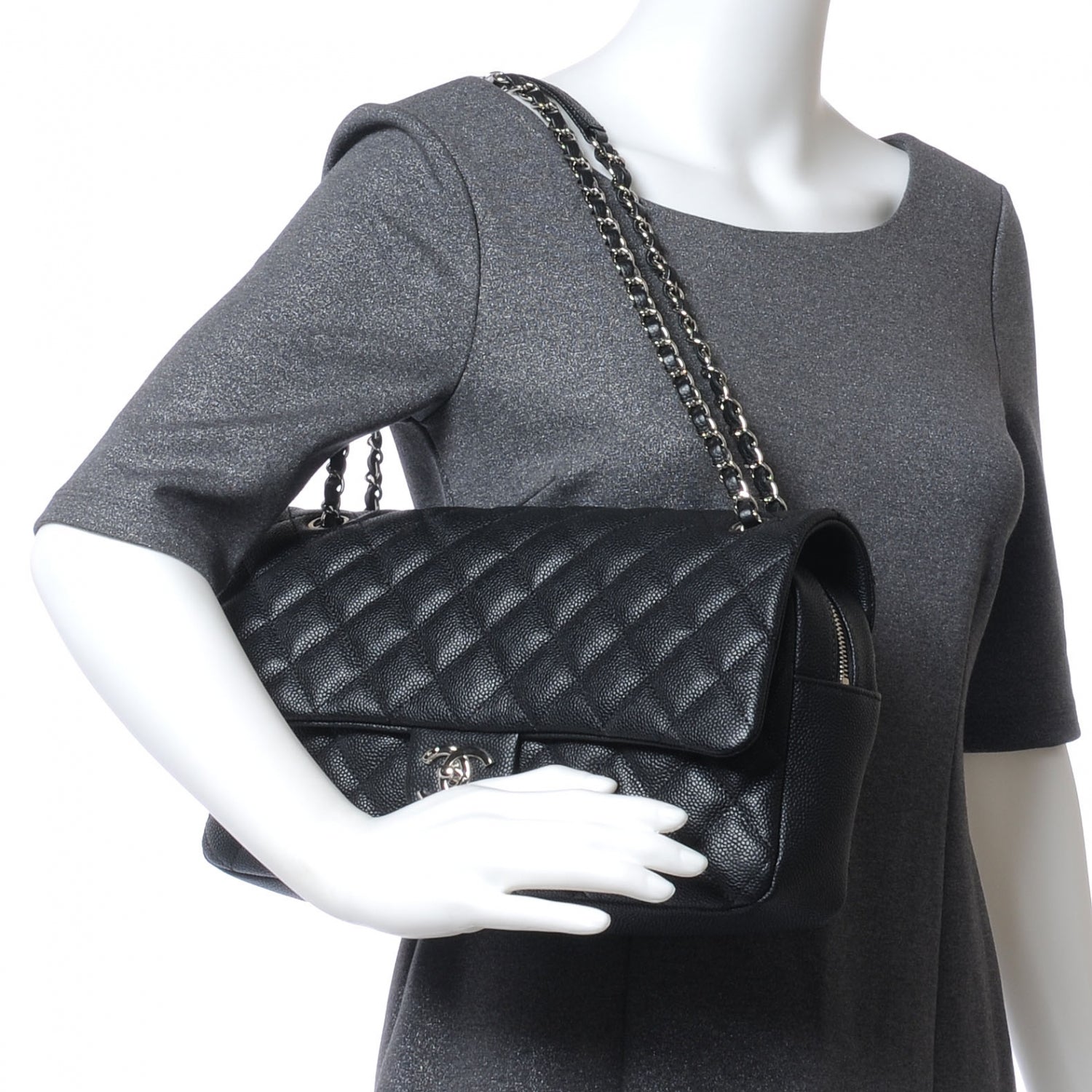 Chanel Caviar Jumbo Easy Flap Black 2 of 8