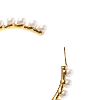Chanel Pearl CC More Is More Hoop Earrings Gold 5 of 7