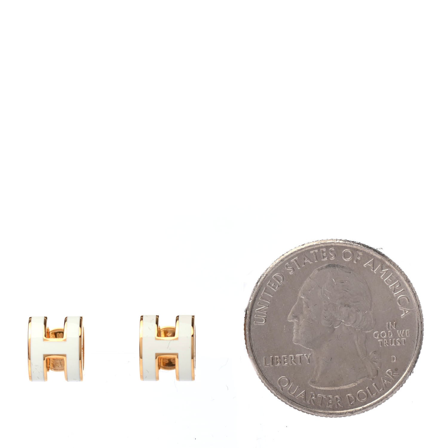Hermes Rose Gold Lacquered Mini Pop H Earrings White 2 of 4
