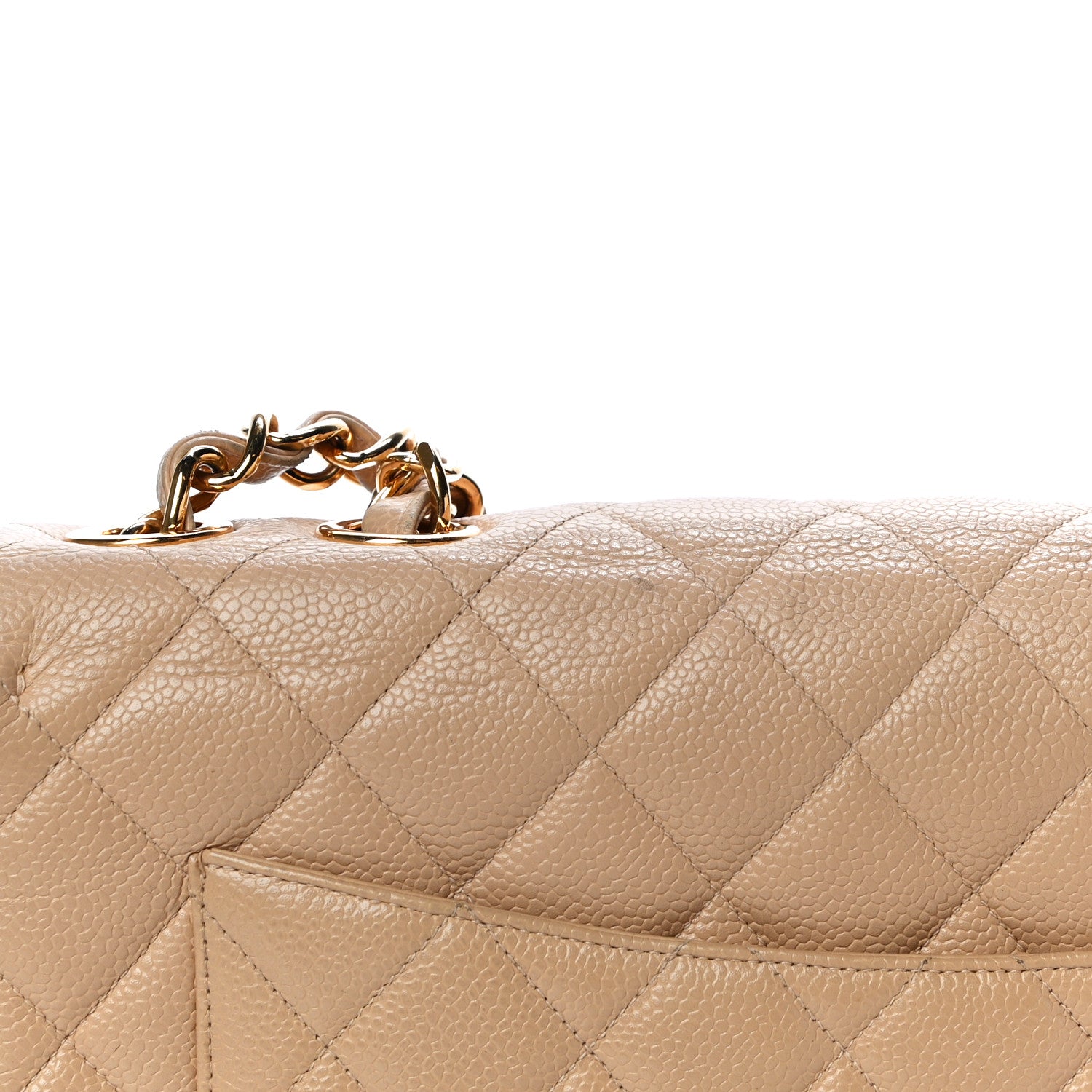 Chanel Caviar Quilted Jumbo Single Flap Beige 14 of 28