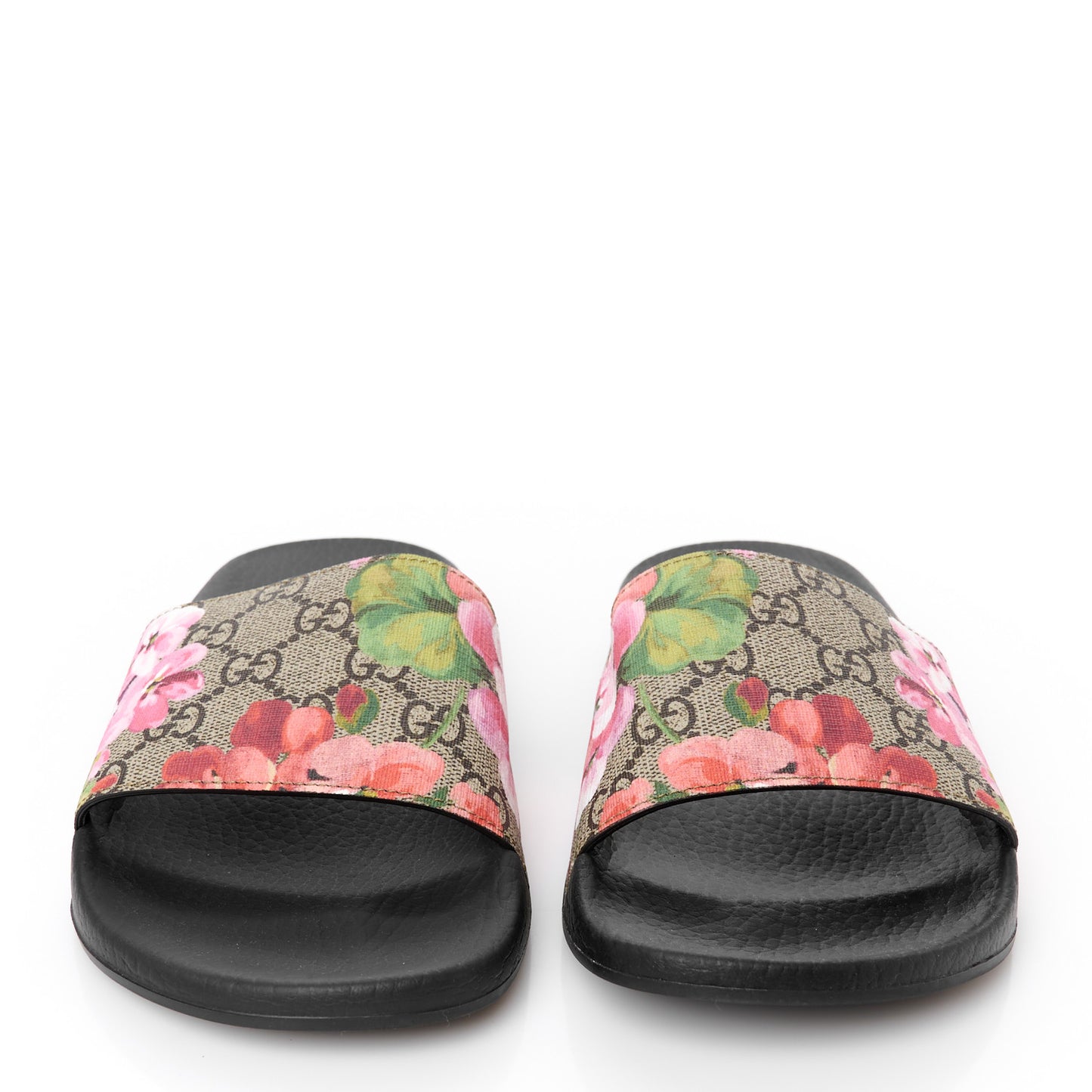 GG Supreme Monogram Blooms Slide Sandals 38 Beige Multicolor