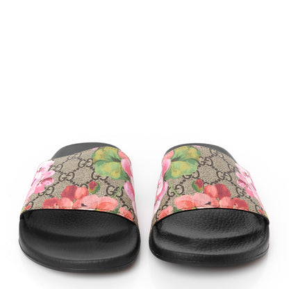 Gucci GG Supreme Monogram Blooms Slide Sandals 38 Beige Multicolor 3 of 9
