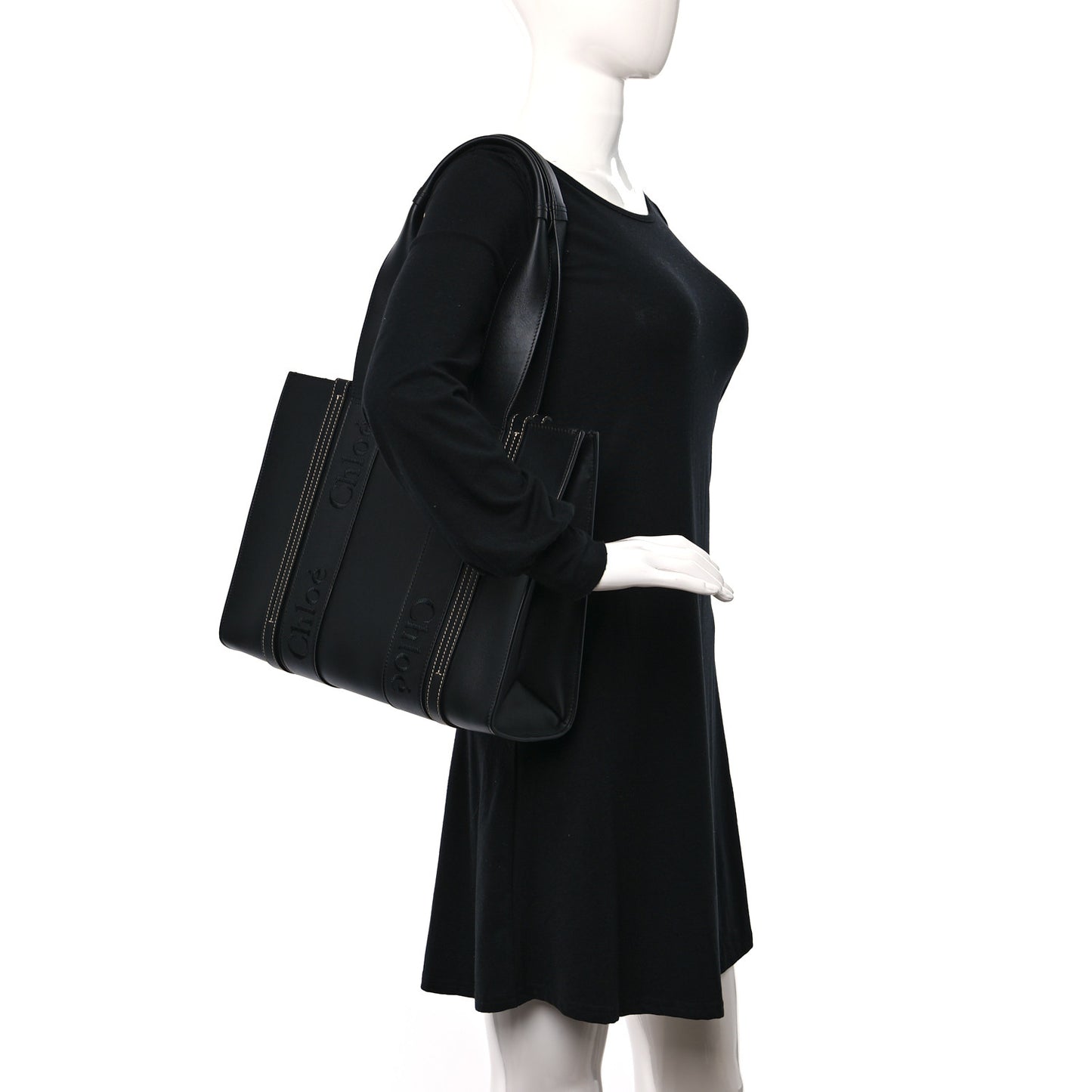 Calfskin Medium Woody Tote Black