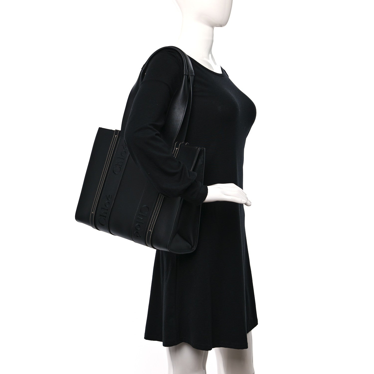 Chloe Calfskin Medium Woody Tote Black 2 of 9