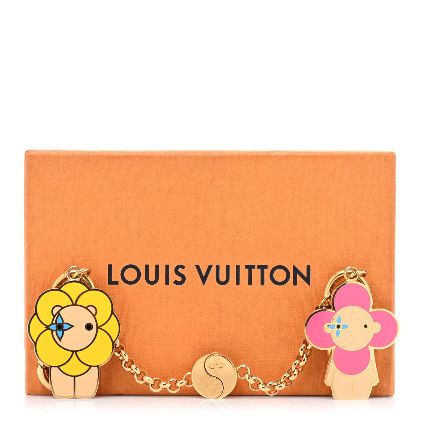 Metal Enamel Monogram Vivienne And Petula Best Friends Bag Charm Key Holder Gold